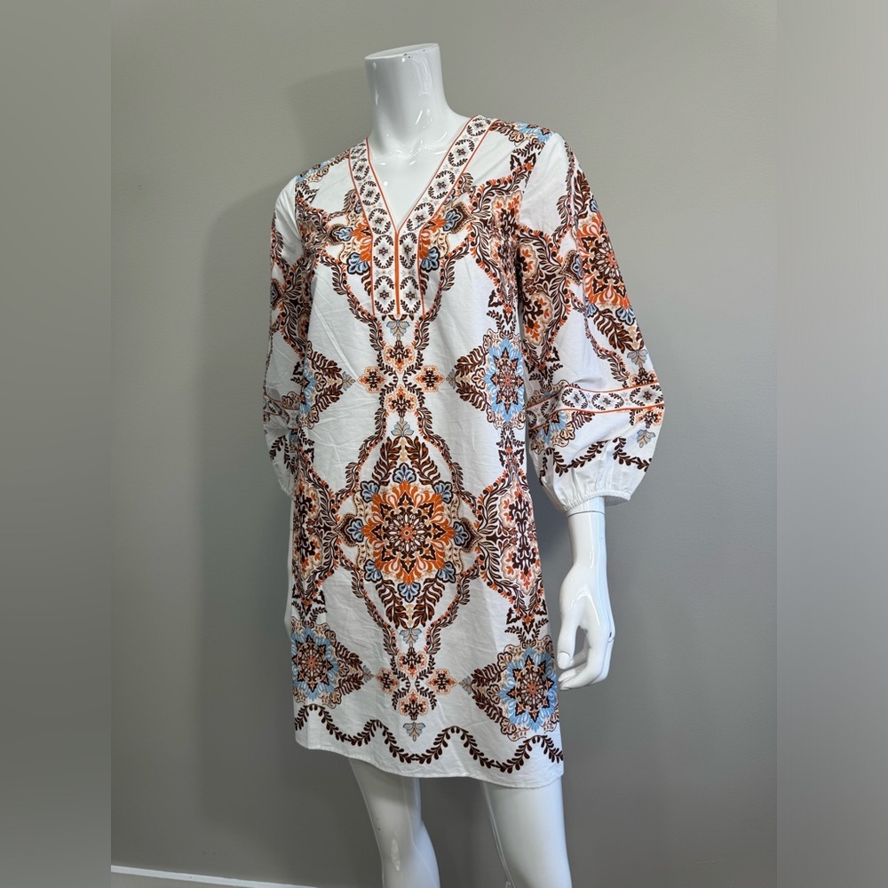 CARTOLINA NANTUCKET Thea Soleil Vibrant Dress Orange Brown Small